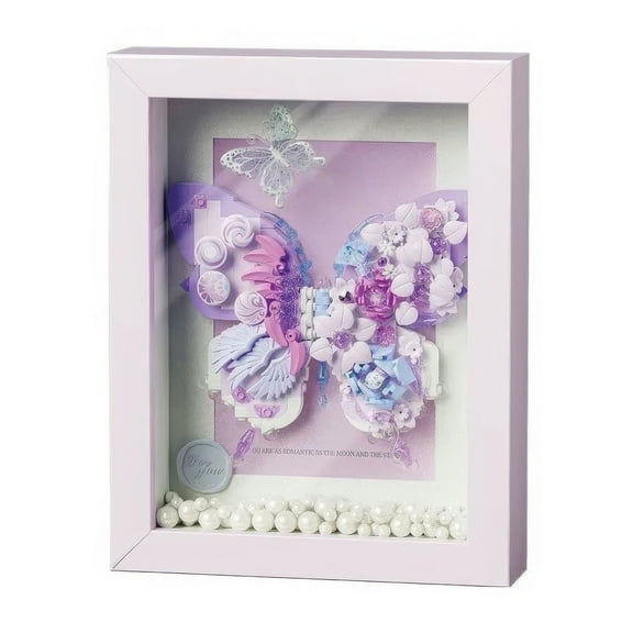 HI-REEKE Butterfly Photo Frame Building Block Set Flower Building Kit for Kid Purple Mini Particle
