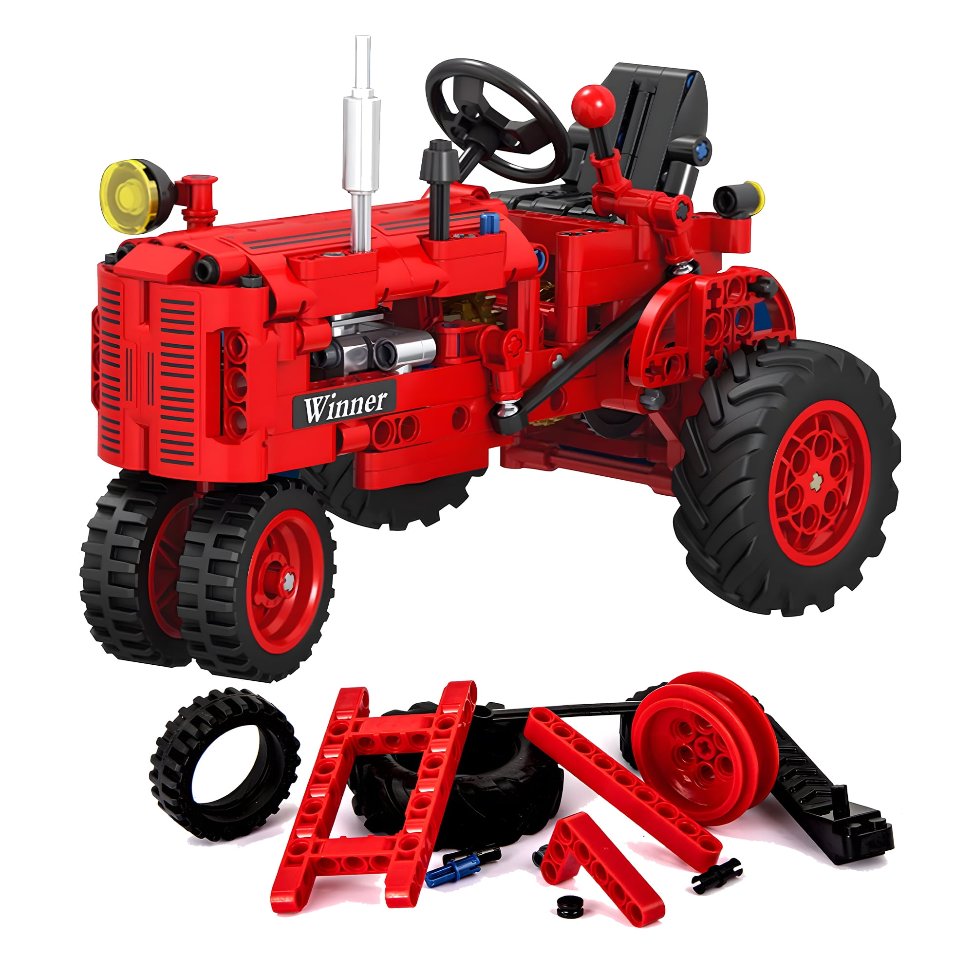 HIREEKE Car Building Block Set Classical Old Tractor Building Kit Toy