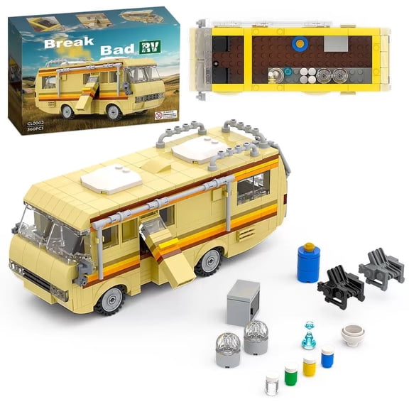 HI-REEKE Car Bus Building Block Set Creative Break Bad RV Car Building Kit Toy for Kid Adult Yellow