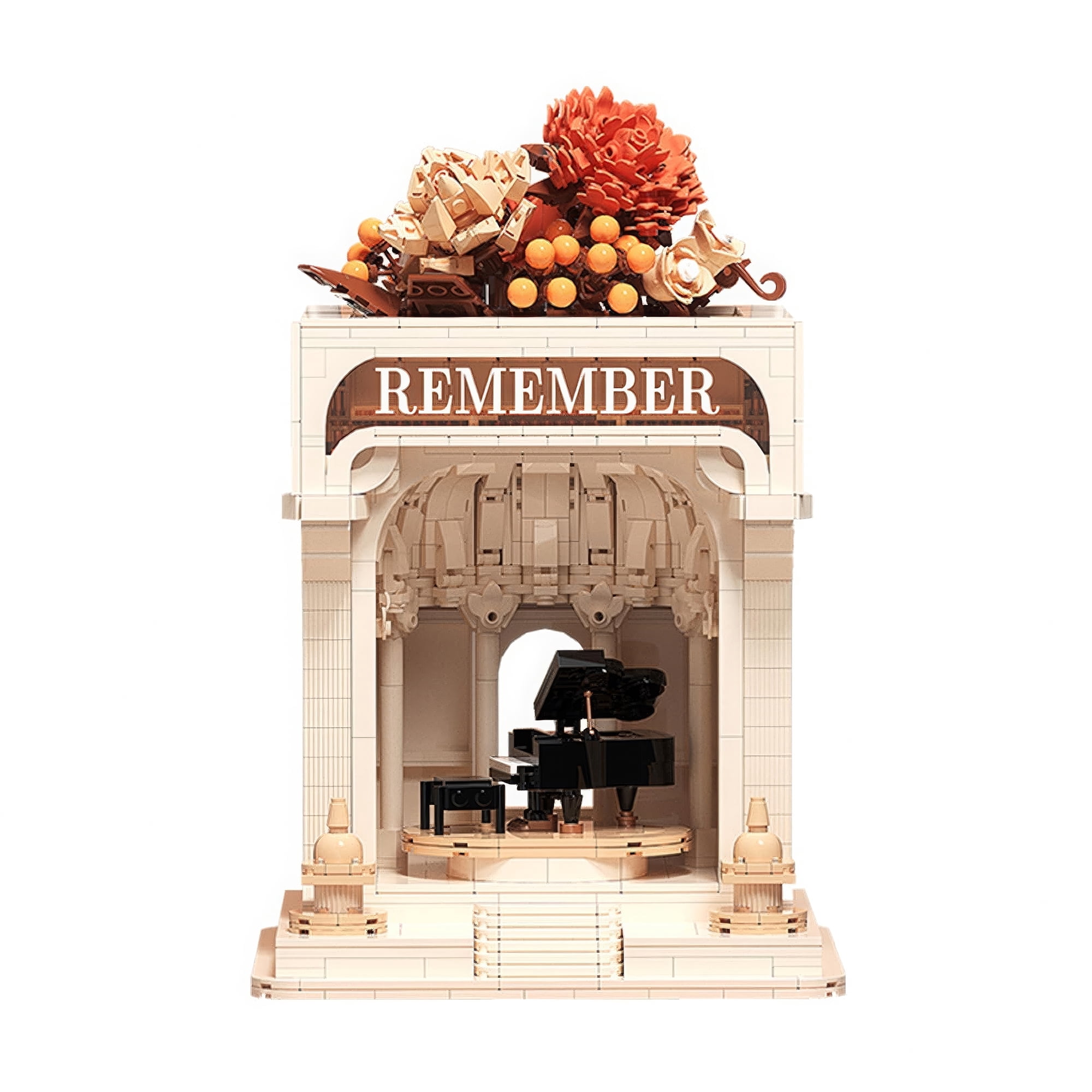 HI-REEKE Decorate Building Block Model Piano Flower Building Kit Toy Gift for Kid Adult Couple White