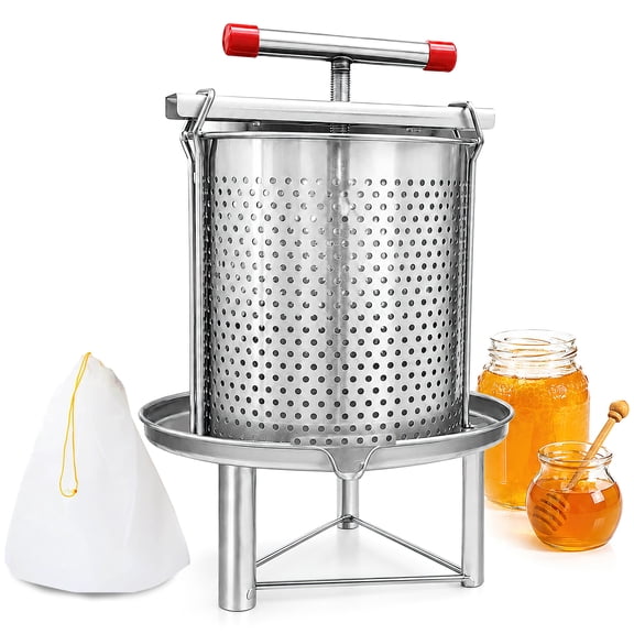HI-REEKE Extractor Machine Manual Beekeeping Tool Multi-Purpose Honey Wax Fruit Press for Home 3.5 Gallon