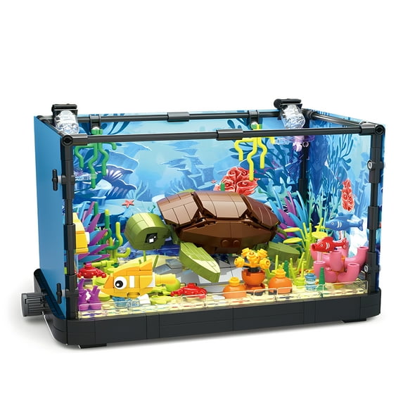 HI-REEKE Fish Tank Building Block Set Aquarium Marine Sea Turtle Kit Toy Gift for Kid Multi Color