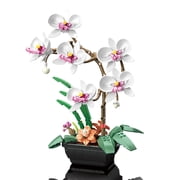 HI-REEKE Flower Building Block Set Orchid Botanical Bonsai Kit Plastic Toy Gift for Kid Adult White