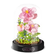 HI-REEKE Flower Micro Mini Building Block Set Hibiscus Bouquet Building Plastic Toy for Adult Pink