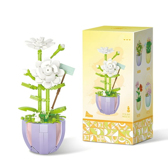 HI-REEKE Flower Mini Building Block Set Jasmine Bouquet Kit Plastic Toy Gift for Adult White