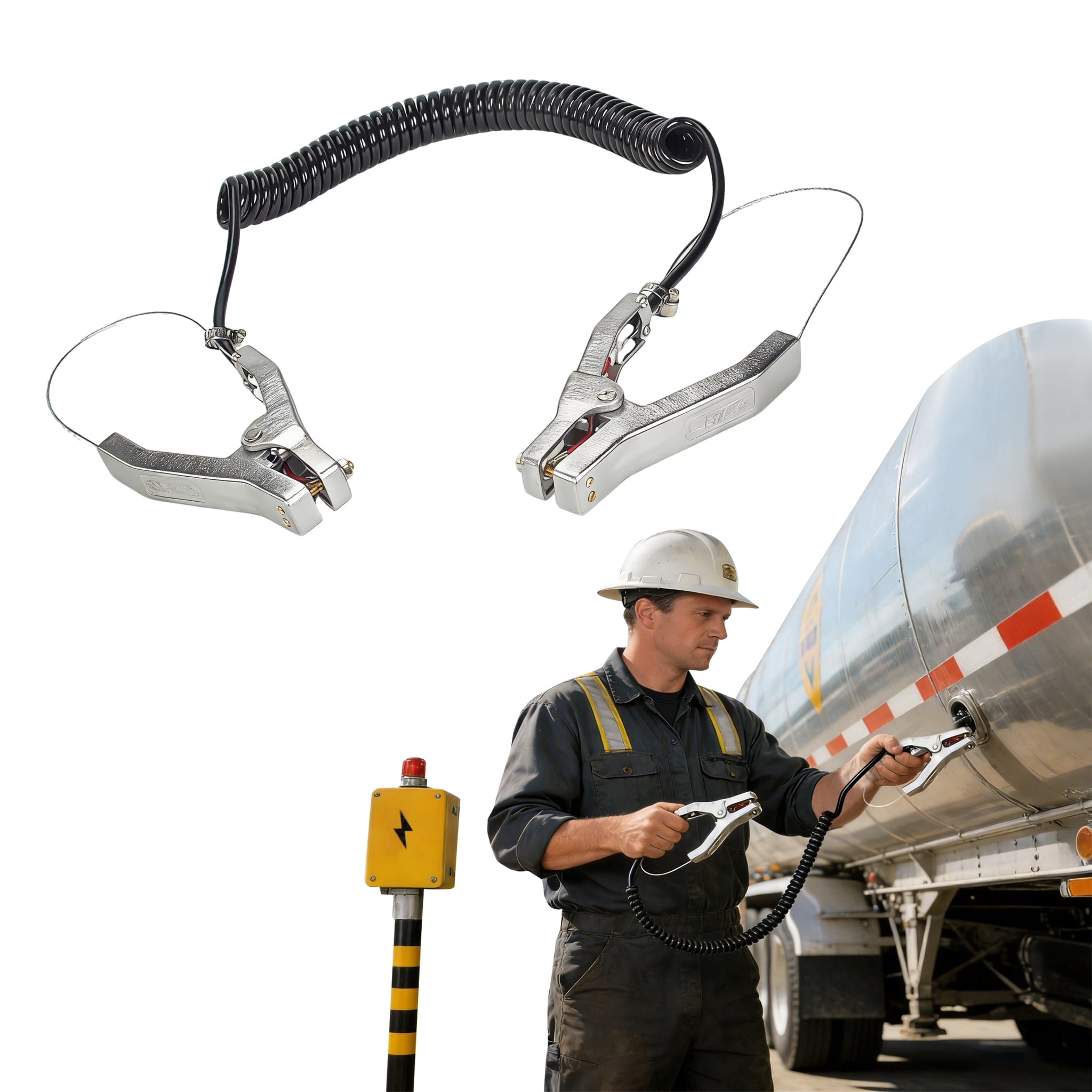 HI-REEKE Grounding Cable Clamp Anti Static Gas Station Generator Ground ...