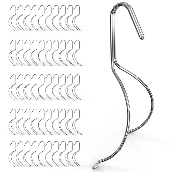 HI-REEKE Hangers No-Drill Hooks for Cabinet Door Hanging Spray Painting Rack Clips Stainless Steel 50 Pack