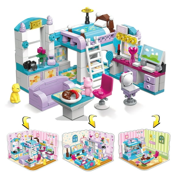 HI-REEKE House Building Block Set 3in1 Dream Home Building Kit Plastic Toy Gift for Girls Multicolor