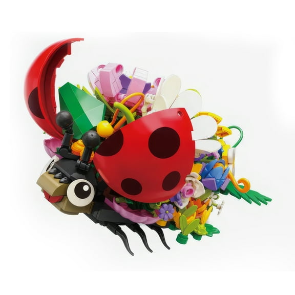 HI-REEKE Insect Building Block Set Ladybug with Flower Building Kit Gift for Kid Adult Multi Color