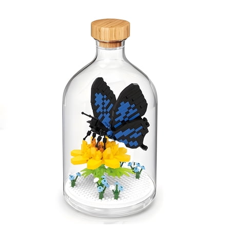 HI-REEKE Insect Micro Mini Building Block Set Butterfly in a Bottle Building Toy Gift for Kid Blue