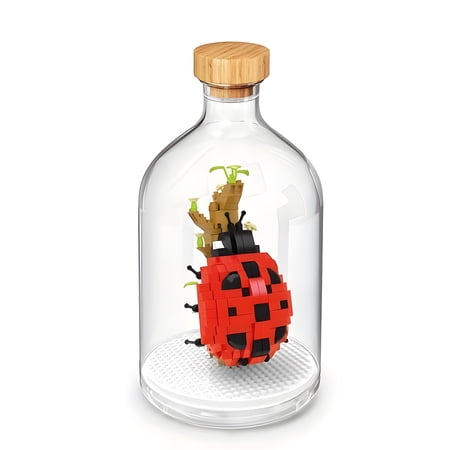 HI-REEKE Insect Micro Mini Building Block Set Ladybug in a Bottle Building Toy Gift for Kid Red