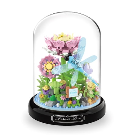 HI-REEKE Insects Flowers Mini Building Block Set Dragonfly Lotu Bonsai Toy for Adult Multi Color
