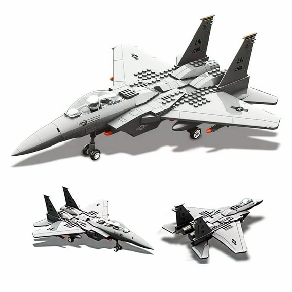 HI-REEKE Plane Building Block Set F-15 Eagle Fighter Jet Plane Building Kit Plastic Toy Gift for Kid