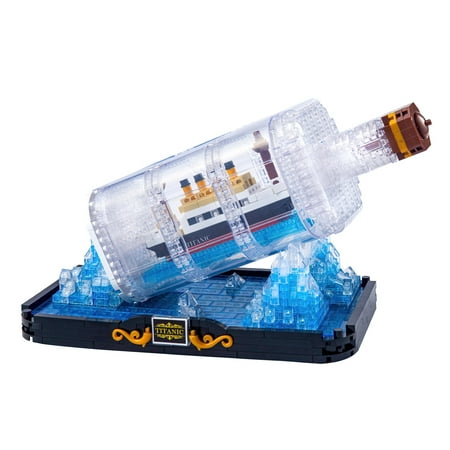 HI-REEKE Ship Micro Mini Building Block Set Boat in a Bottle Building Toy Display for Kid White