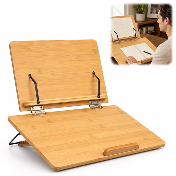 HI-REEKE Slant Board for Writing & Drawing Adjustable Foldable Stand Posture Correcting Tablet Holder Bamboo