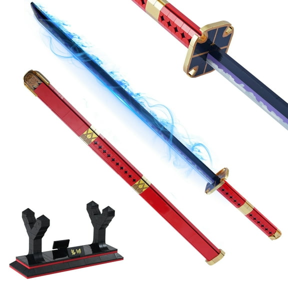HI-REEKE Sword Building Block Set 1 Piece Anime Sandai Kitetsu Katana Building Kit for Adult Red