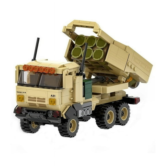 HI-REEKE Tank Building Block Set Rocket Launcher Model Building Kit Toy Gift for Kid Adult Brown