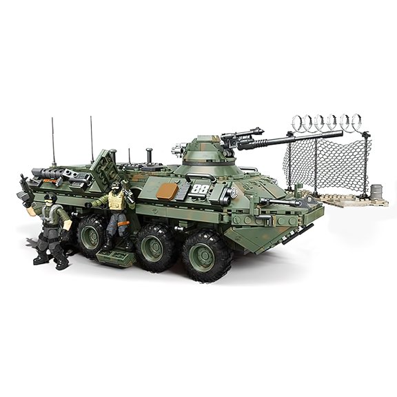 HI-REEKE Vehicle Armored Car Building Blocks Set Game Army Battle Car Model Plastic Toy Kid Adult