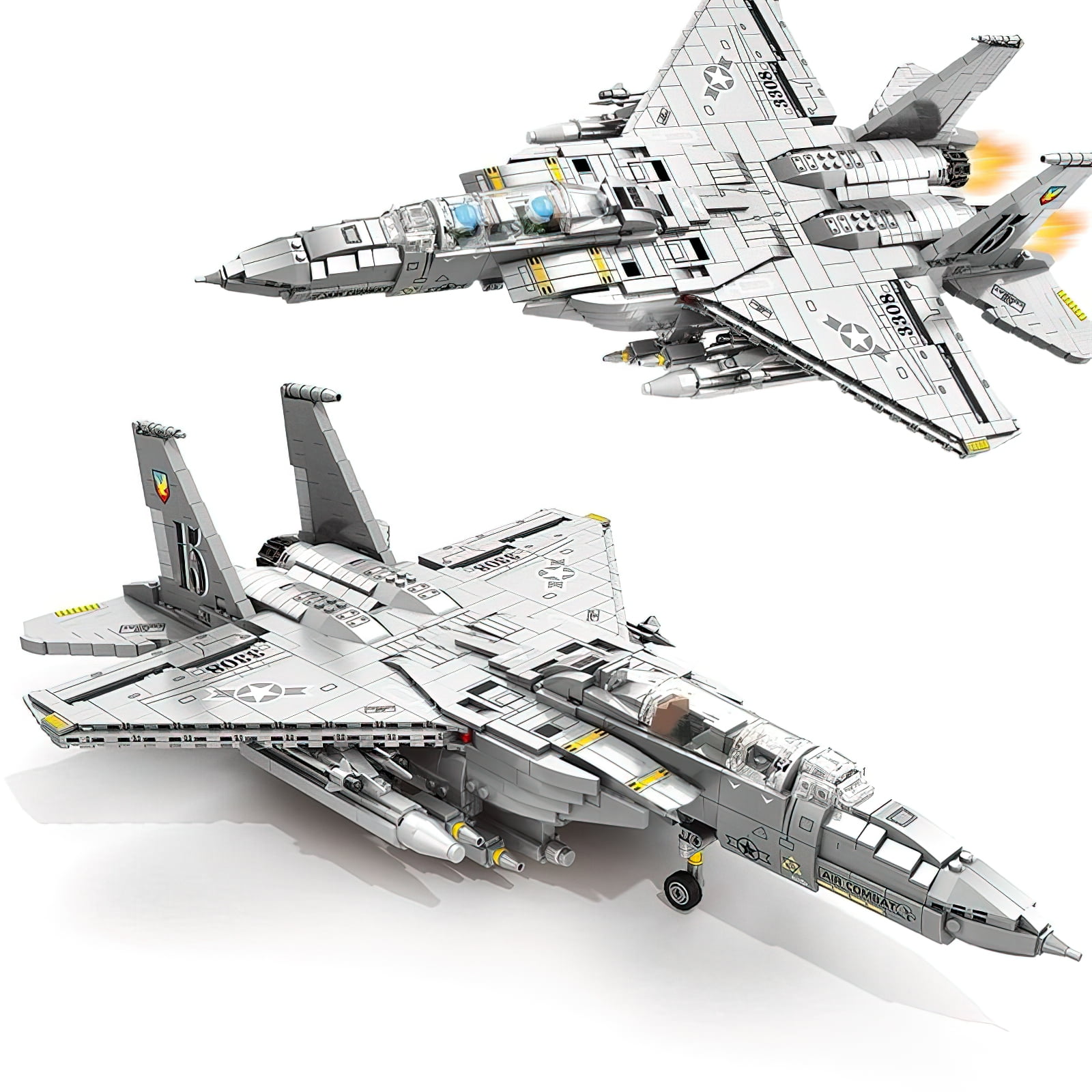 HIReeke Aircraft Building Block Set F15E Strike Eagle Fighter Jet