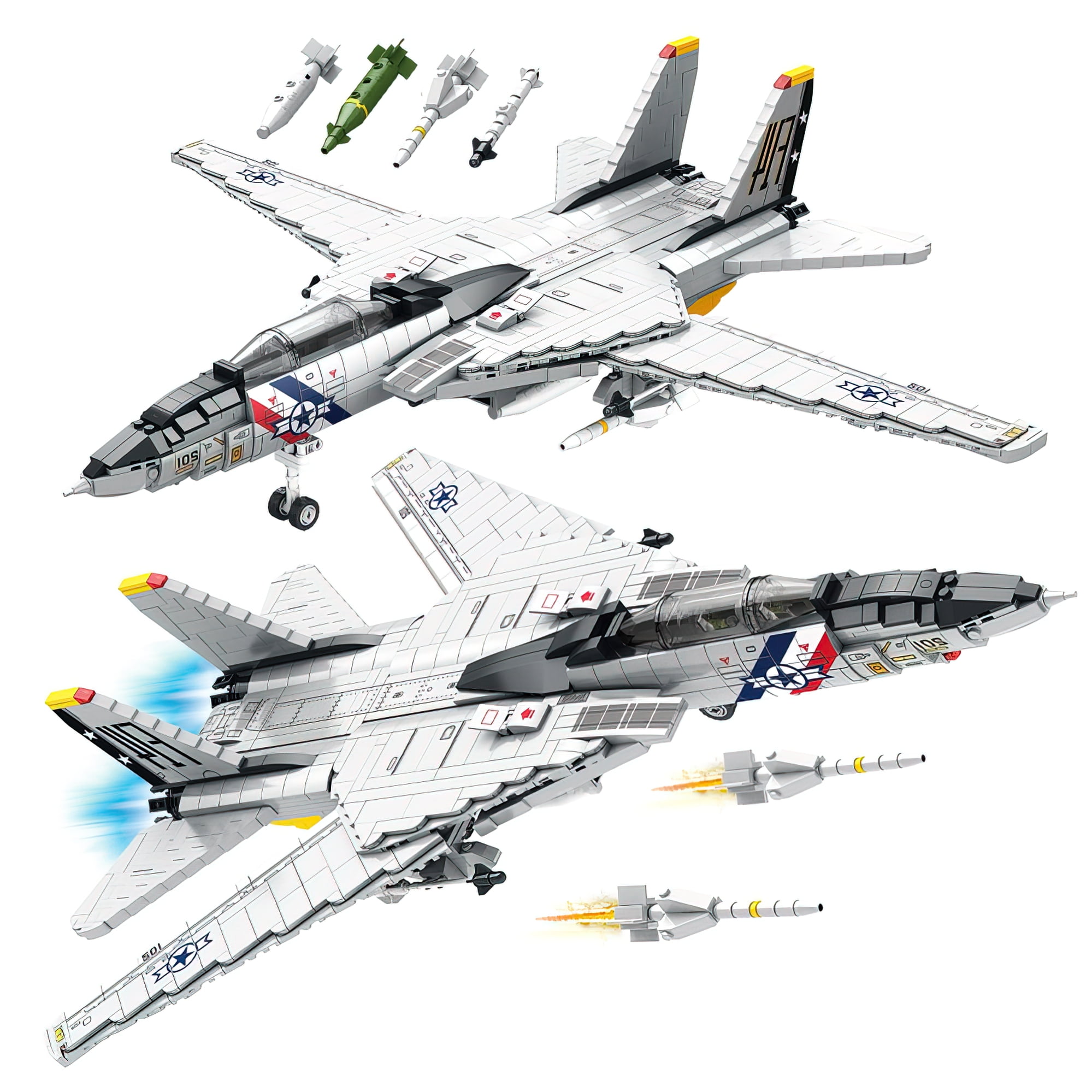 HIReeke Airplane Building Block Set F14 Jet Fighter Plane Tomcat