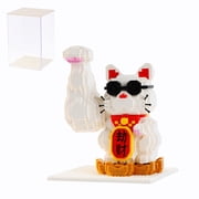 HI-Reeke Animal Building Block Set Japanese Luck Cat Building Brick Kit Toy Gift for Kid Adult White