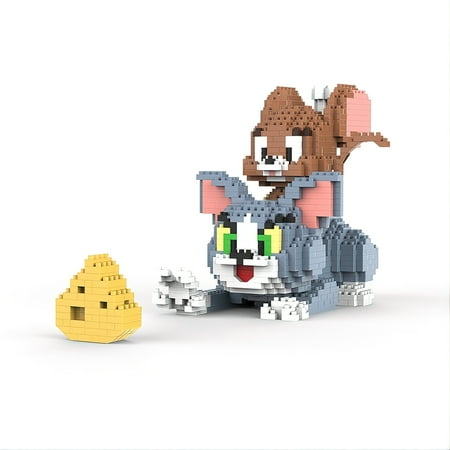 HI-Reeke Animal Mini Building Block Set Tom Cat and Jerry Mouse Building Kit Toy for Kid Multi Color