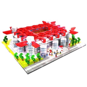 HI-REEKE Architectural Micro Mini Building Block Set San Siro Soccer Stadium Building Kit for Kid Red