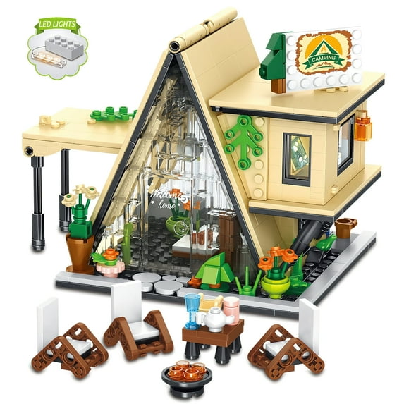 HI-REEKE Architecture Building Block Set Camping Tent House Plastic Toy Kit Gift for Kid Multicolor