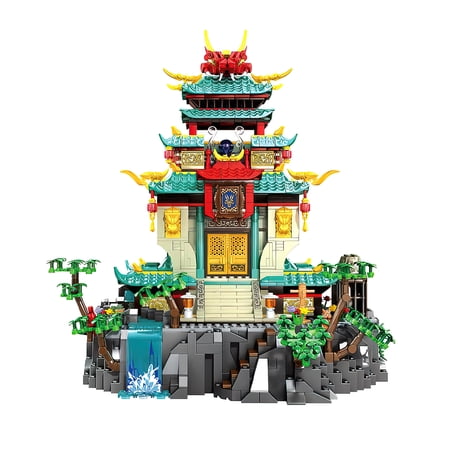 HI-Reeke Architecture Building Block Set Golden Dragon Palace Temple Building Kit Gift Multi Color