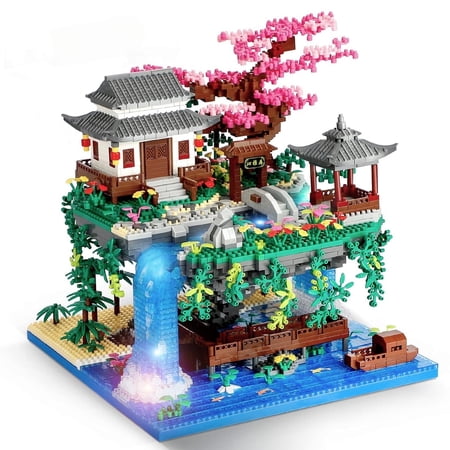 HI-REEKE Architecture Mini Building Block Set Cherry Blossom House Bonsai Kit Plastic Toy Multicolor