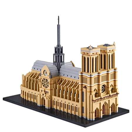 HI-REEKE Architecture Micro Mini Building Block Set Notre Dame De Paris Building Kit ABS Toy Gift Beige