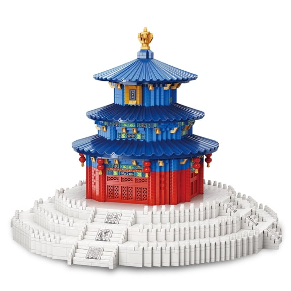 HI-REEKE Architecture Mini Building Block Set Chinese Temple of Heaven Building Kit ABS Gift Multi Color