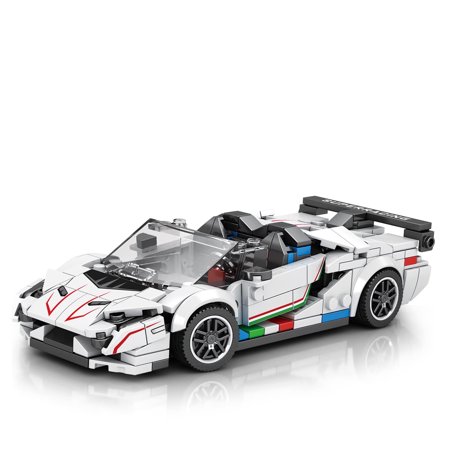 HI-Reeke Car Building Block Set Speed Champion SVJ Sports Car Building Brick Kit Toy for Adult White