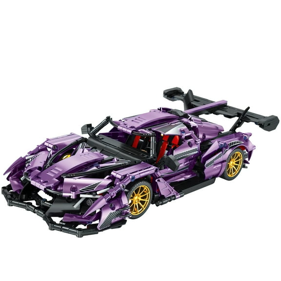 HI-Reeke Car Building Block Set Speed Champion Super Sports Car Building Bricks Kit for Adult Purple