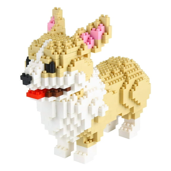 HI-Reeke Dog Mini Building Block Set Welsh Corgi Animal Building Kit Toy for Kid Adult Gift Yellow