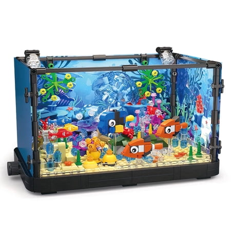 HI-REEKE Fish Tank Building Block Set Jellyfish Aquarium Building Kit ABS Toy for Kid Multi Color