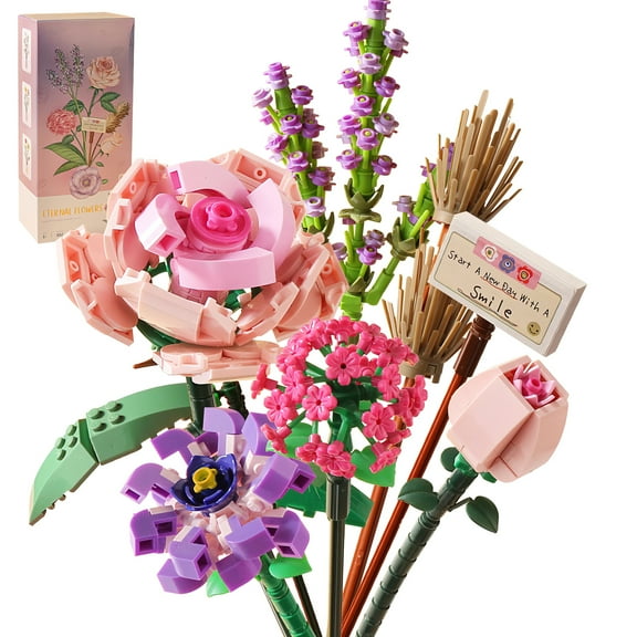 HI-REEKE Flower Mini Building Block Set Artificial Bouquet Bonsai Building Kit Toy Gift Multi Color