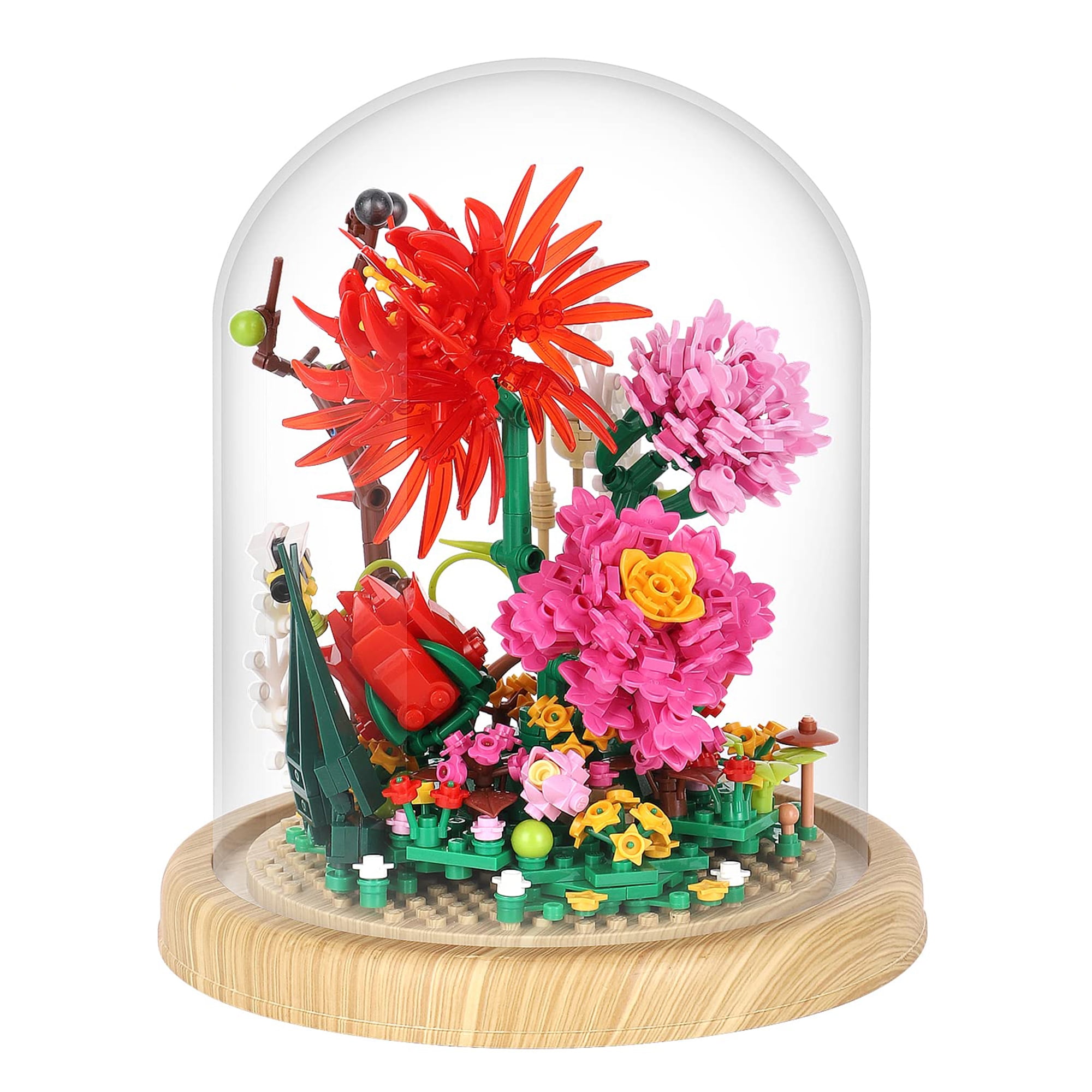 HIReeke Flower Mini Building Block Set Rose Bouquet Building Kit Toy