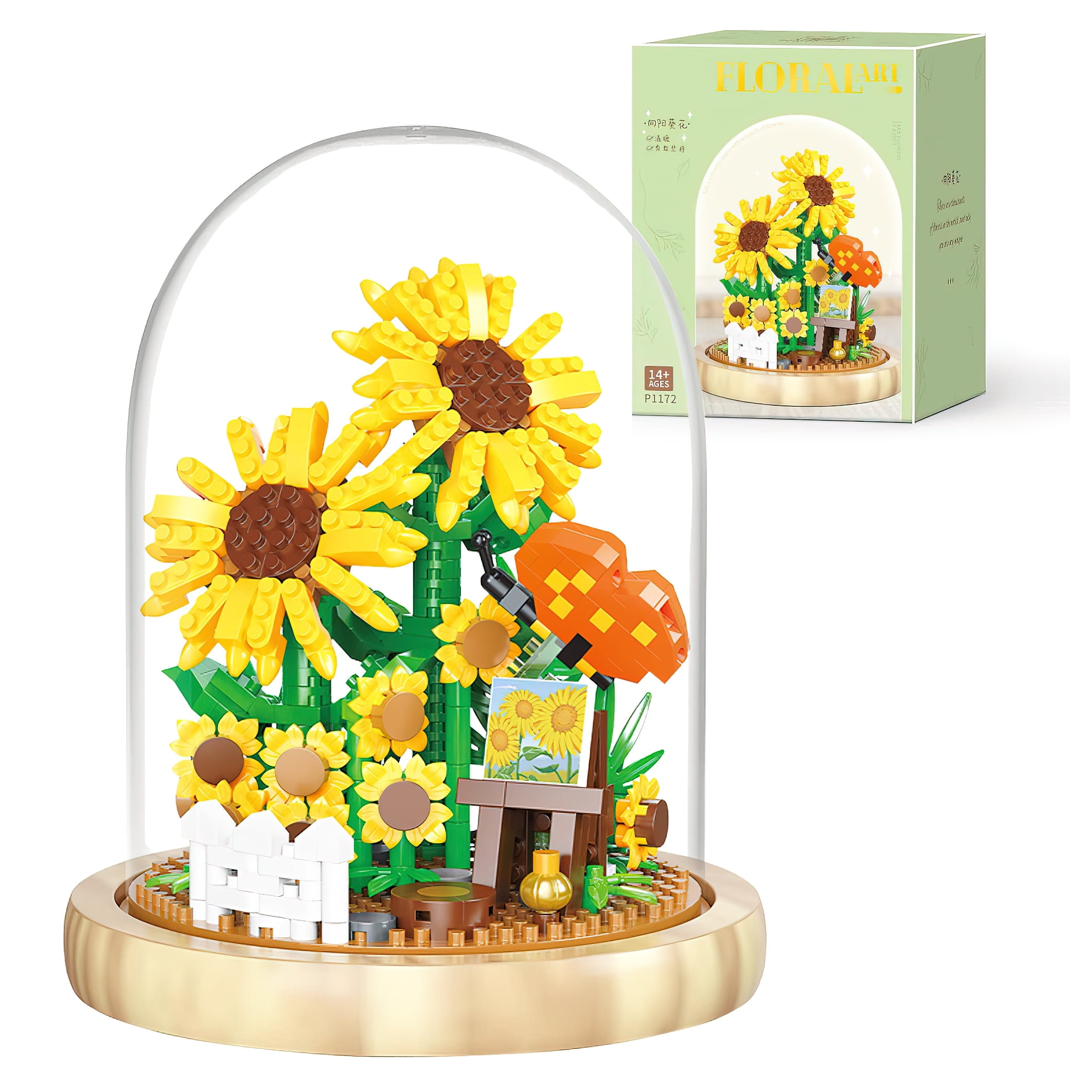 HIReeke Flower Mini Building Block Set Sunflower Bouquet Bonsai