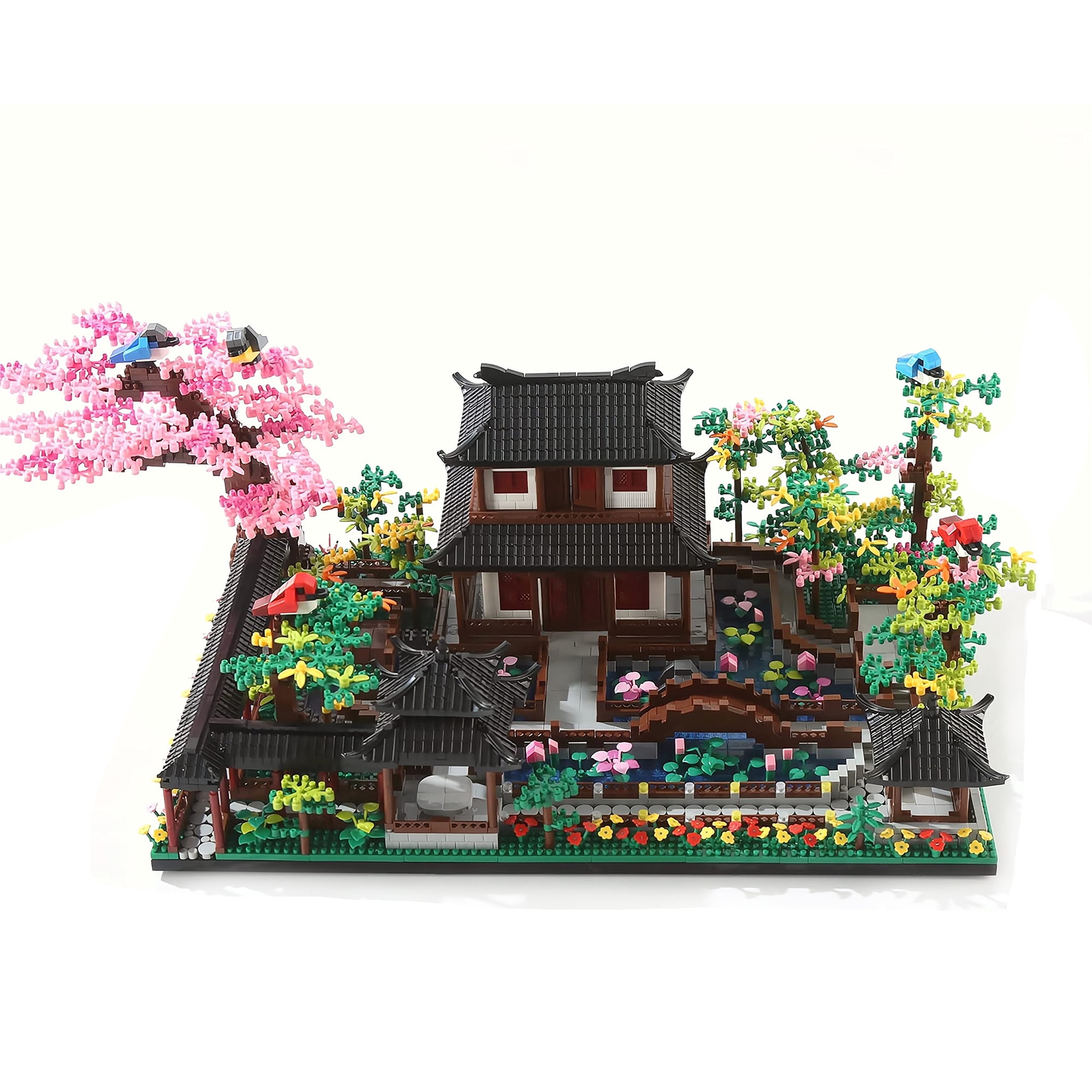 HIReeke House Building Block Set Cherry Blossom Tree Building Kit Toy