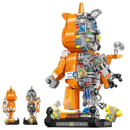 HI-Reeke Mechanical Robot Mini Building Block Set Unicorn Robot Building Kit for Kid Adult Orange