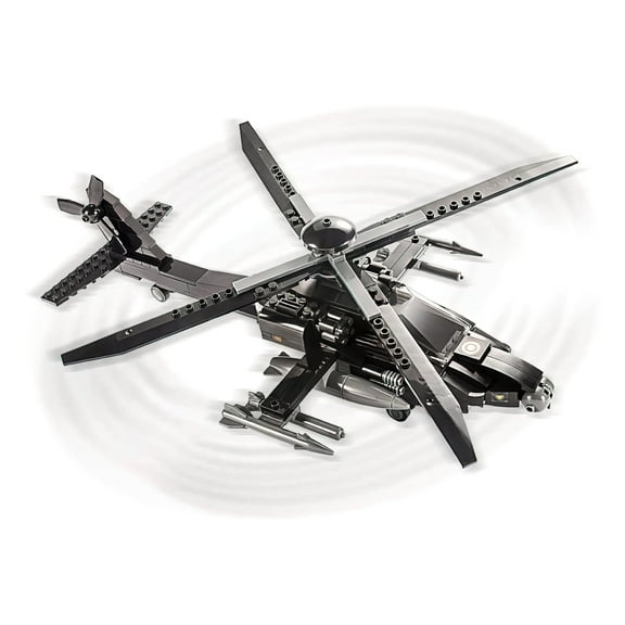 HI-REEKE Military Airplane Building Block Set AH-64 Apache Helicopter Building Kit Toy for Kid Gray