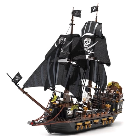HI-REEKE Pirates Ship Building Block Set Black Hawk Pirates Ship Building Kit Toy Gift for Kid Adult