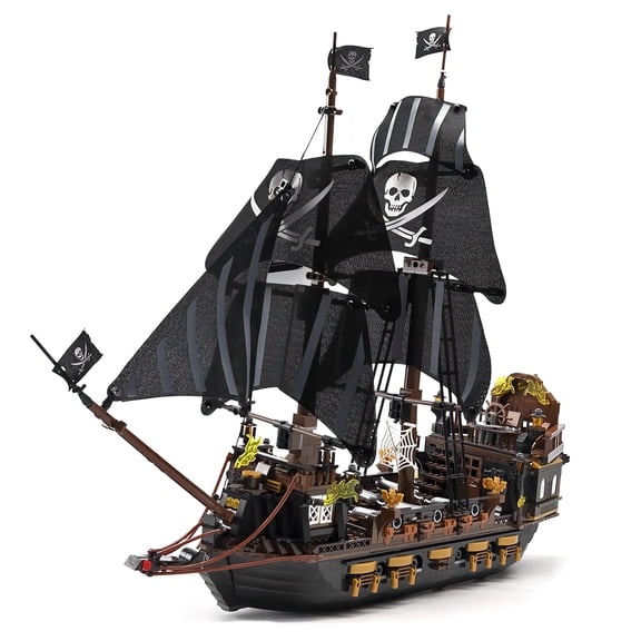 HI-REEKE Pirates Ship Building Block Set Black Hawk Pirates Ship Building Kit Toy Gift for Kid Adult
