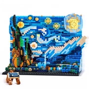 HI-Reeke Starry Sky Micro Mini Building Block Set the Starry Night Van Gogh Building Kit Toy Blue