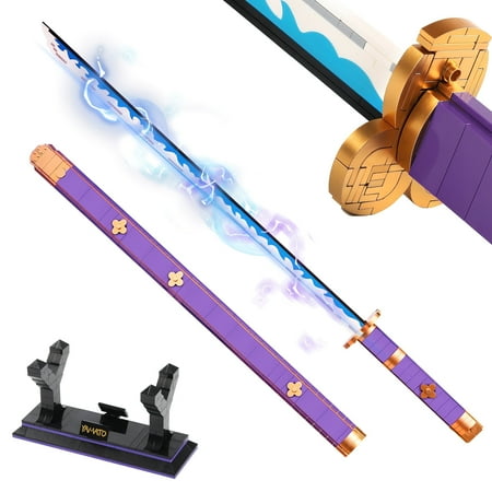 HI-REEKE Sword Building Block Set Anime 1 Piece Roronoa Zoro Enma Yamato Katana Plastic Kit Purple