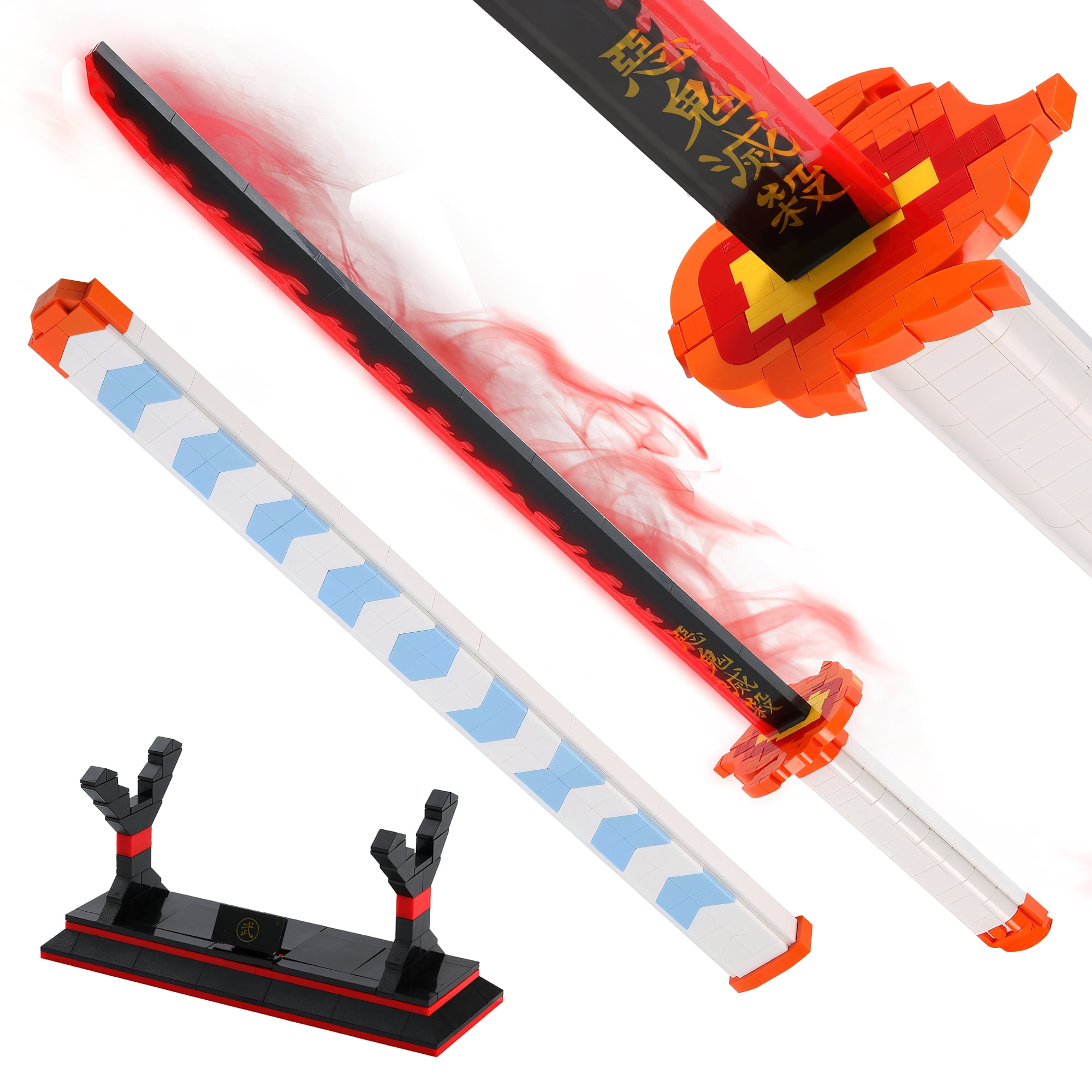 HI-Reeke Sword Building Block Set for Demon Slayer Anime Katana Kyojuro  Rengoku Building Kit Toy Red