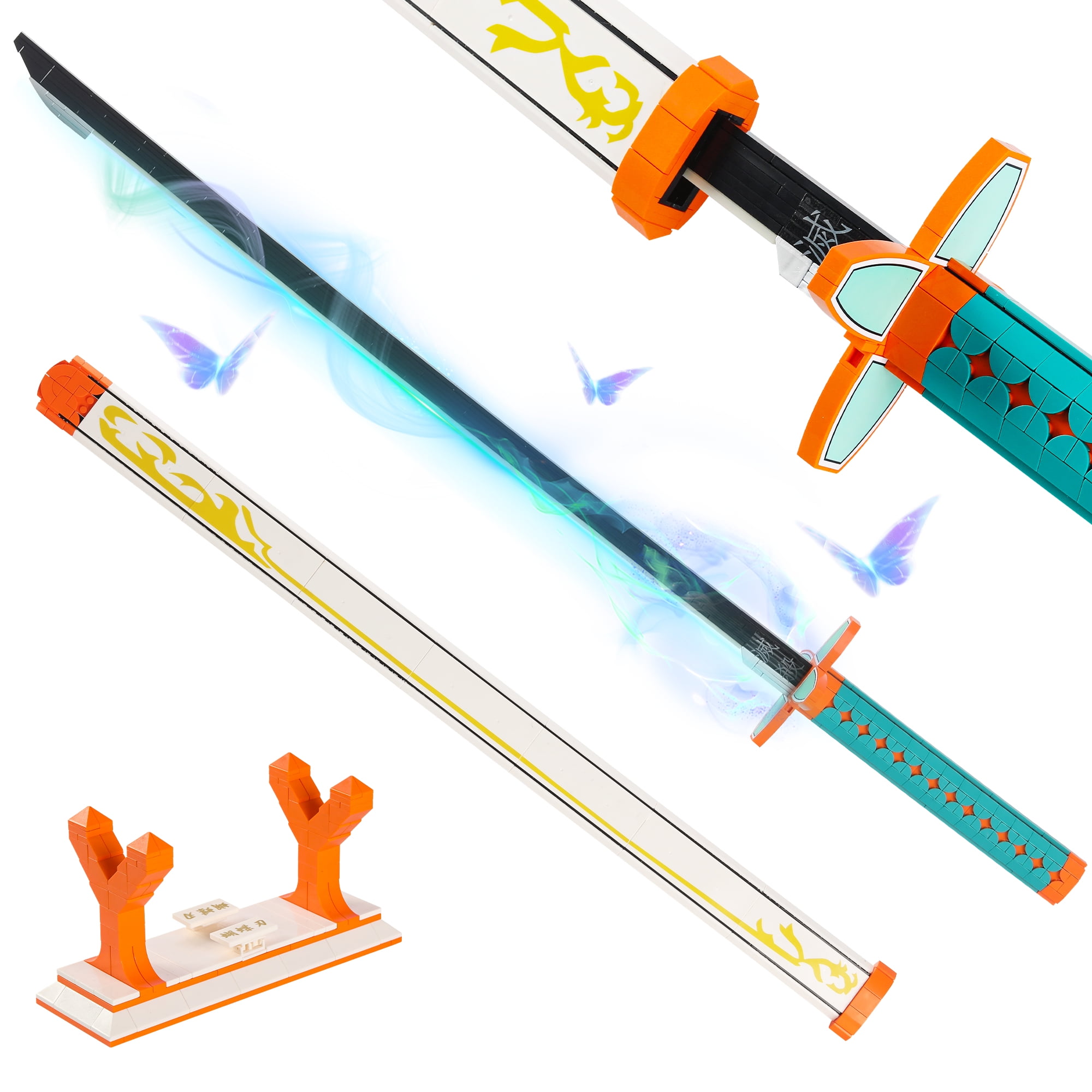 Assembly Knife Building Block Blade Double Katana Sword DIY Creative Weapon  Building Brick Toys Anime Demon Slayer Boys Gifts