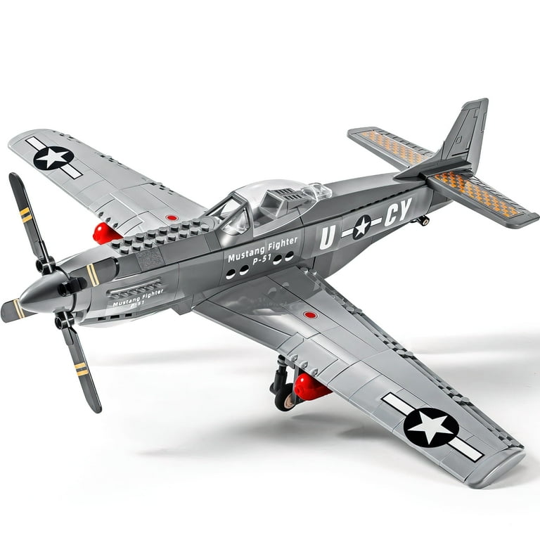 HI-REEKE WW2 Army Fighter Airplane Building Block Set P-51
