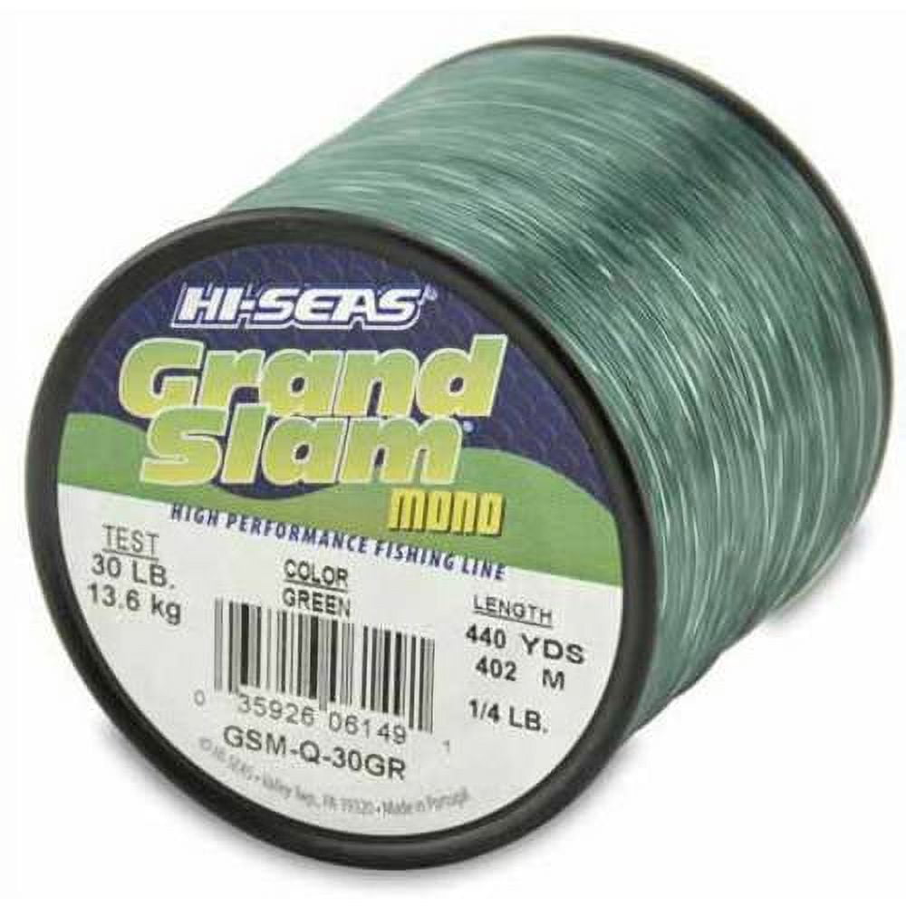 HI-SEAS Grand Slam Monofilament Fishing Line - Strong & Abrasion Resistant  in Clear, Pink, Green, Smoke Blue, Fluorescent Yellow Freshwater &  Saltwater Quarter Pound Spool 30 Lb Test, 0.55 Mm Dia, 440